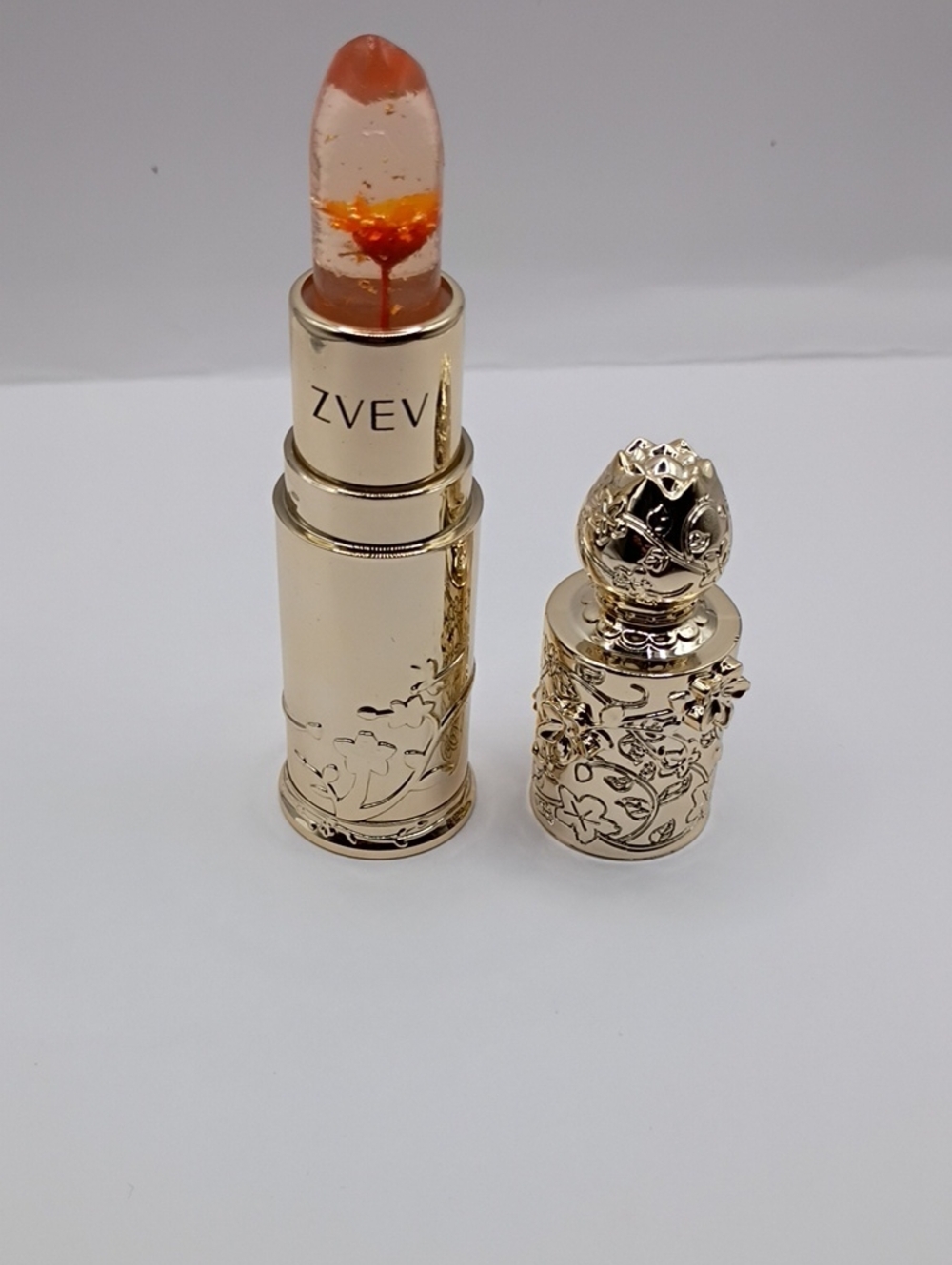Zvev Gold Floral Jelly Lipstick with Orange Bloom